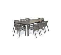 Ensemble repas jardin 8 places en céramique - gris anthracite