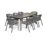 Ensemble Table de Jardin & 8 Fauteuils "Tigua & Gambi" 200cm Anthracite