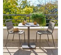 Ensemble table de jardin carrée + 2 chaises ALEGORIA Café places - Acier, Traitement anti-rouille renforcé Hespéride