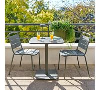 Ensemble table de jardin carrée + 2 chaises ALEGORIA Laurier places - Acier, Traitement anti-rouille renforcé Hespéride
