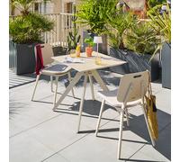 Ensemble table de jardin carrée + 2 chaises TERZANO Argile places - Aluminium traité époxy Hespéride