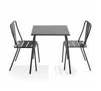 Ensemble table de jardin carrée et 2 chaises bistrot gris Palavas, Oviala