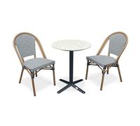 Ensemble Table de Jardin en Terrazzo & 2 Chaises "Bistro" 60cm Bleu