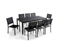 Ensemble table de jardin et 8 chaises avec plateau verre noir Ajaccio - Oviala