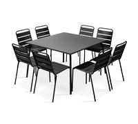 Oviala Ensemble Table de Jardin et 8 chaises en métal Gris - Palavas