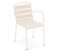 Ensemble Table De Jardin Et 8 Fauteuils En Métal Ivoire Et Gris