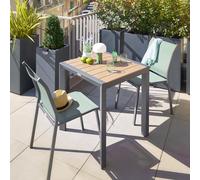 Ensemble table de jardin ÉVASION Honey Graphite + 2 chaises empilables ESSENTIA places - Aluminium traité époxy Hespéride