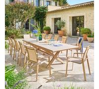 Ensemble table de jardin extensible AXIOME + 12 fauteuils AXANT Argile places - Aluminium traité époxy Hespéride