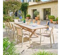 Ensemble table de jardin extensible AXIOME + 12 fauteuils ESSENTIA Argile places - Aluminium traité époxy Hespéride