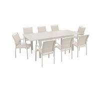 Ensemble table de jardin extensible et 8 fauteuils en aluminium crème Butterfly - Oviala