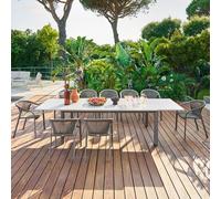 Ensemble table de jardin extensible LUZANE + 12 fauteuils RIU Argile Café places - Aluminium Hespéride