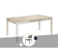 Ensemble table de jardin extensible, rectangulaire en aluminium milos ivoire ave