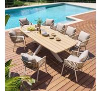 Ensemble table de jardin ORACLION + 10 fauteuils ORIENGO Noix Argile places - Aluminium traité époxy Hespéride