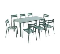 Ensemble table de jardin - OVIALA - 8 chaises - Aluminium - Vert foncé - Contemporain