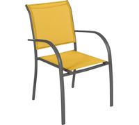 Ensemble table de jardin PIAZZA + 6 fauteuils Jaune moutarde Graphite Hespéride
