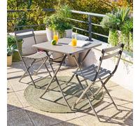 Ensemble table de jardin pliante carrée + 2 chaises GREENSBORO Café places - Acier traité époxy, Traitement anti-rouille renforcé Hespéride
