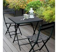 Ensemble table de jardin pliante carrée + 2 chaises GREENSBORO Graphite places - Acier traité époxy, Traitement antirouille renforcé Hespéride