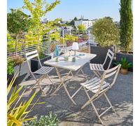 Ensemble table de jardin pliante rectangulaire + 4 chaises GREENSBORO Argile places - Acier traité époxy, Traitement antirouille renforcé Hespéride