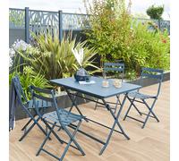 Ensemble table de jardin pliante rectangulaire + 4 chaises GREENSBORO Pétrole places - Acier traité époxy, Traitement antirouille renforcé Hespéride