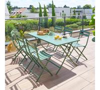Ensemble table de jardin rectangle + 6 chaises empilables GREENSBORO Vert Olive places - Acier traité époxy, Traitement antirouille renforcé Hespéride