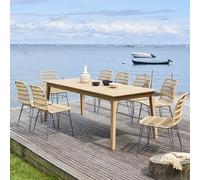 Ensemble table de jardin rectangulaire TIWI Acacia + 8 chaises LAMBADA places - certifié FSC® Hespéride