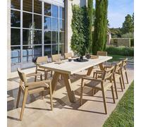 Ensemble table de jardin VENIZIA + 8 fauteuils TEMEIRA Acacia places - Ciment, certifié FSC® Hespéride