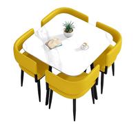Ensemble table de petit déjeuner pour 4 personnes, table de salle à manger et chaises, table de bar jaune 80 x 80 x 75 cm pour petits espaces, réunions et cafés