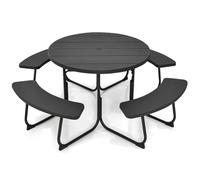 Ensemble Table De Pique-Nique Circulaire 190 X 76 Cm Pour 8 Personnes Design Moderne En Métal Noir Helloshop26 20_0011984 Multicolore