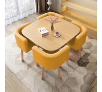 Ensemble table de réception carrée et chaise - 1 table et 4 chaises pour salon et cuisine - Ensemble élégant de négociation en fourrure - Bureau et chaise modernes pour la maison et le bureau