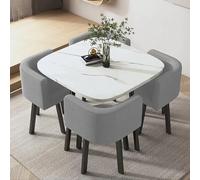 Ensemble table de réception de bureau pour 4 personnes, table de négociation et chaise pour petite salle de conférence, cuisine, table à manger, design simple et moderne (coton8)