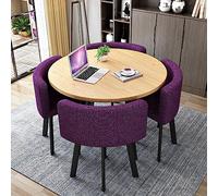 Ensemble table de réception et 4 chaises élégantes violettes pour bureau, club, salon et chambre à coucher, table et chaises confortables pour négociation de fourrure pour espaces modernes