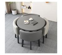 Ensemble table de réception et chaise de bureau gris clair et gris foncé, petite table de conférence, table de salle à manger ronde pour la maison, la cuisine, le petit déjeuner, le bar au design