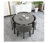 Ensemble table de réception et chaise de bureau gris foncé, petite table de salle à manger de conférence, table ronde simple, cuisine, petit déjeuner, bar pour la maison, le salon