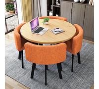 Ensemble table de réception et chaise de bureau moderne avec 1 table de négociation + 4 chaises Jaune citron Meuble de salon élégant pour la maison et la chambre à coucher