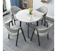 Ensemble table de réception et chaise de bureau moderne avec 4 chaises en similicuir, table de club élégante pour réunions, gris clair, taille unique