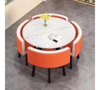 Ensemble table de réception et chaises rondes compactes pour la maison, le salon, le balcon, le café, la salle de pause, le bureau - Dalle de roche (jaune)