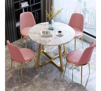 Ensemble table de réception moderne avec 4 chaises en cuir synthétique rose et table de réunion ronde de 80 cm pour petites salles de conférence et bars