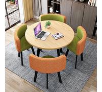 Ensemble table de réception moderne avec 4 chaises, table de négociation élégante pour salon et chambre à coucher, fourrure élégante, palette de couleurs verte et beige