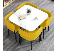 Ensemble table de réception pour 4 personnes, petit café, négociation, carré, jaune, 80 cm