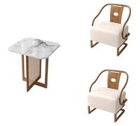 Ensemble table de réception, table de réunion, table commerciale en pierre frittée avec structure en fer et chaises pour hôtels, bureaux