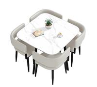 Ensemble table de salle à manger 4 personnes - Économie d'espace - Gris - Table de bar et chaises pour cuisine, café, réunions - Design compact - 90 x 90 x 75 cm