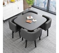Ensemble table de salle à manger avec 4 chaises pour économiser de l'espace - Table de réception et de conférence pour petits bureaux - Meuble polyvalent pour la maison et le bureau - Gris foncé