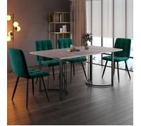Ensemble Table de Salle à Manger avec 4 Chaises,Table de Cuisine Moderne(140×80cm),Plateau de Table en MDF,Gris+Vert