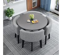 Ensemble table de salle à manger avec 4 chaises - Table de cuisine ronde moderne et chaises en tissu pour la maison, le bureau et la réception - Design économiseur d'espace