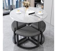 Ensemble table de salle à manger avec 4 chaises, table et chaises rondes en imitation marbre avec cadre en métal, table basse moderne pour salon et bureau