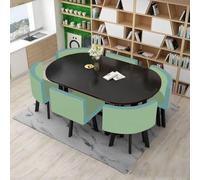 Ensemble table de salle à manger avec 6 chaises pour bureau et réception, bureau, table de conférence et cuisine, petit déjeuner, 90 cm x 150 cm