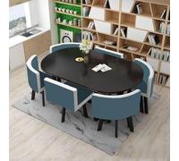 Ensemble table de salle à manger avec 6 chaises pour bureau et réception, bureau, table de conférence et cuisine, petit déjeuner, 90 cm x 150 cm