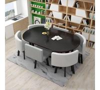 Ensemble table de salle à manger avec 6 chaises pour bureau et réception, bureau, table de conférence et cuisine, petit déjeuner, 90 cm x 150 cm