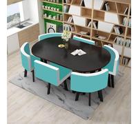 Ensemble table de salle à manger avec 6 chaises pour bureau et réception, bureau, table de conférence et cuisine, petit déjeuner, 90 cm x 150 cm