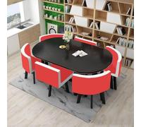 Ensemble table de salle à manger avec 6 chaises pour bureau et réception, bureau, table de conférence et cuisine, petit déjeuner, 90 cm x 150 cm